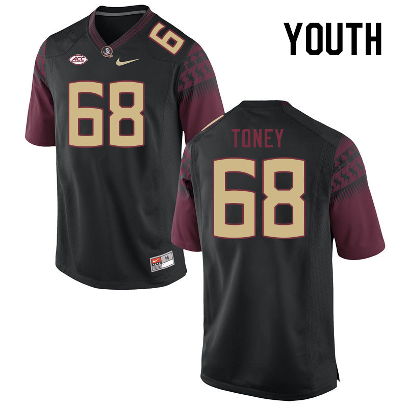 Youth #68 LaNard Toney Florida State Seminoles College Football Jerseys Stitched-Black